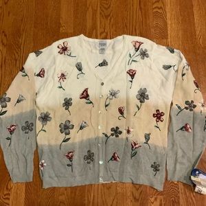Teddi Sweater Floral Button Front Size XL New with Tags